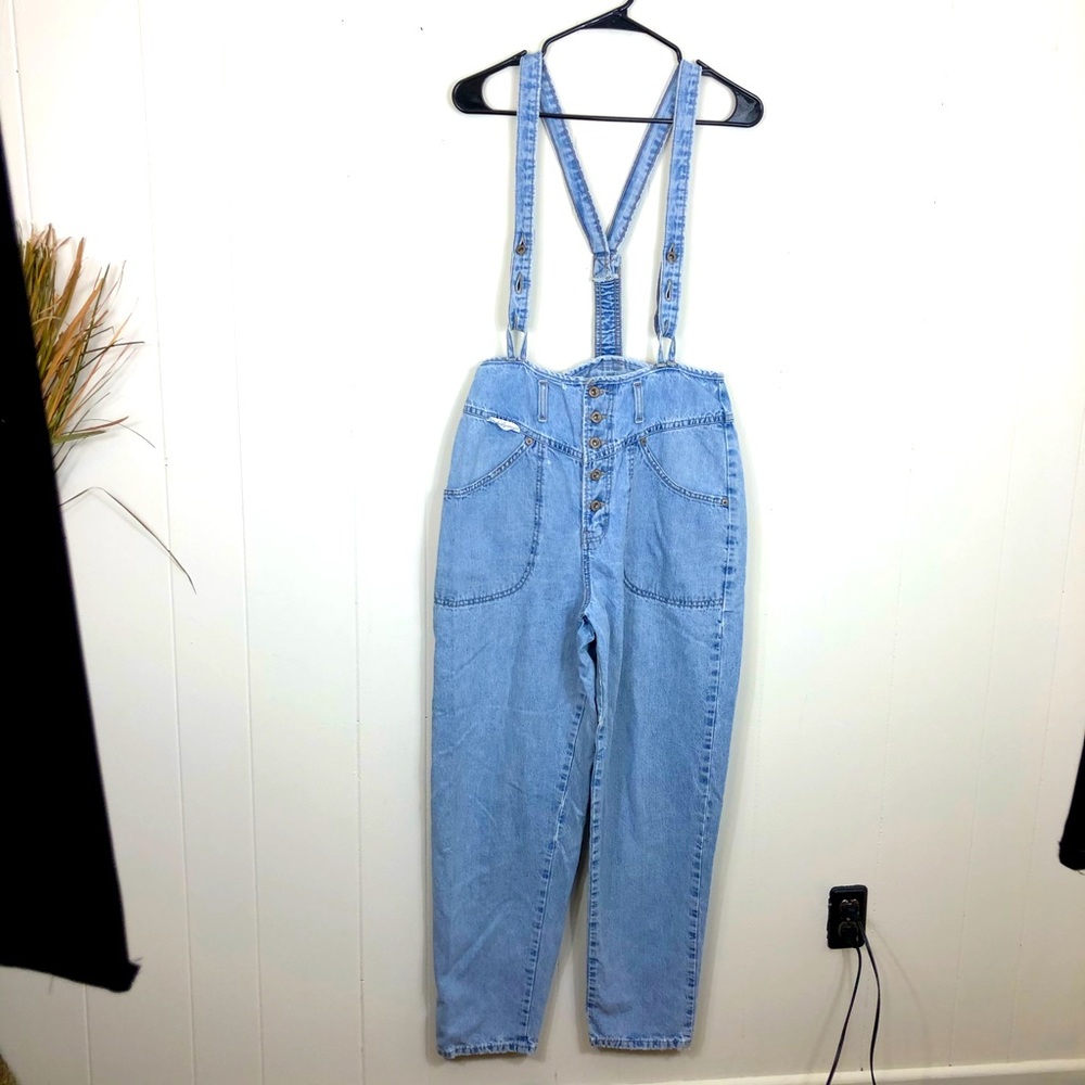 Vintage 90s High Rise Overall Denim Jeans Sz L